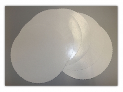 50 Stck Tortenuntersetzer, beschichtet, Pappe rund  28cm wei mit zackigem Rand Tortenplatten kompostierbar