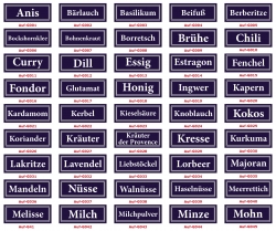 Individuelles Set 100 verschiedene Gewrzaufkleber Lebensmittelaufkleber Gewrzetiketten - Stellen sie ihre Etiketten selbst zusammen.