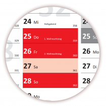 Wandkalender DIN A1 2025 Rot - gerollt