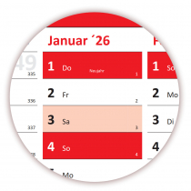 Wandkalender DIN A1 2026 Rot - gerollt