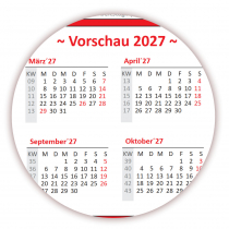 Wandkalender DIN A1 2026 Rot - gerollt