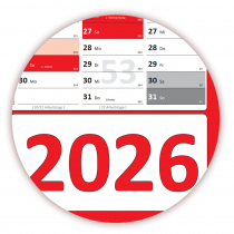 Wandkalender DIN A1 2026 Rot - gerollt