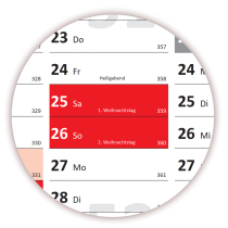 Wandkalender DIN A1 2026 + 2027 Rot - gerollt