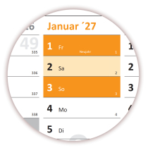 Wandkalender DIN A1 2027 Orange - gerollt
