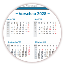 Wandkalender DIN A1 2026 + 2027 Blau - gerollt