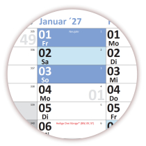 Abwischbare Wandkalender DIN B1 2026 + 2027 blau