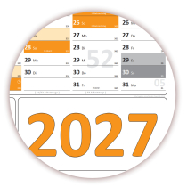 Wandkalender DIN A1 2026 + 2027 Orange - gerollt