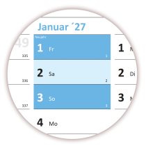 Blau Wandkalender DIN A1 2026 + 2027 - Classic-2