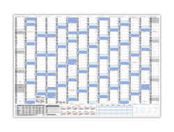 Abwischbarer Wandkalender DIN B1 2027 blau