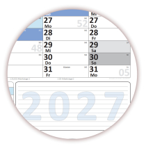 Abwischbarer Wandkalender DIN B1 2027 blau