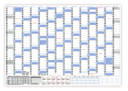 Abwischbarer Wandkalender DIN B1 2028 blau