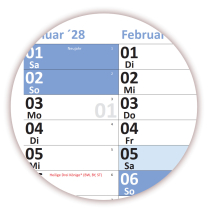 XL Wandkalender DIN A1 2028 blau nass abwischbar
