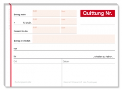 5 Stck Quittungsblock A6 Rot, 50 Blatt pro Block