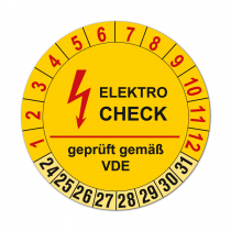 100 Stck Elektro Prfetiketten auf Rolle Gltigkeit 8 Jahre Durchmesser 30mm, Farbe gelb