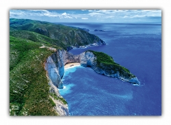 Poster (F248) Wundersch�ner Strand mit Wrack und blauem Wasser