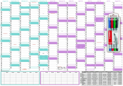 XXL Schuljahreskalender DIN B1 2024/25 glnzend, abwischbar inkl. Stifteset