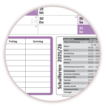 XXL Schuljahreskalender DIN B1 2025/26 matt, nass abwischbar inkl. Stifteset
