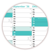 XXL Schuljahreskalender DIN B1 2026/27 matt, nass abwischbar inkl. Stifteset