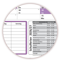 XXL Schuljahreskalender DIN B1 2026/27 matt, nass abwischbar inkl. Stifteset
