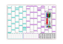 XXL Schuljahreskalender DIN B1 2025/26 matt, nass abwischbar inkl. Stifteset