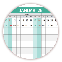 Urlaubsplaner / Personalplaner DIN B2 2025 + 2026 nass abwischbar