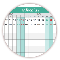 Urlaubsplaner / Personalplaner DIN B2 2025 + 2026 nass abwischbar