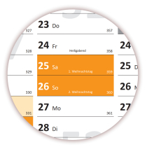 Wandkalender DIN A1 2026 + 2027 Orange - gerollt