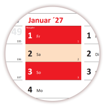 Rot Wandkalender DIN A1 2026 + 2027 - Classic-2