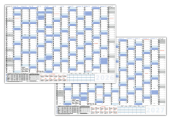 Abwischbare Wandkalender DIN B1 2026 + 2027 blau