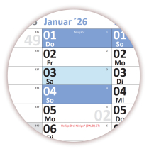 Abwischbarer Wandkalender DIN B1 2026 blau