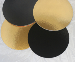 10 Stck Tortenuntersetzer mit Goldfolie und Schwarzfolie beidseitig - 32cm