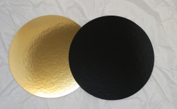 10 Stck Tortenuntersetzer mit Goldfolie und Schwarzfolie beidseitig - 32cm