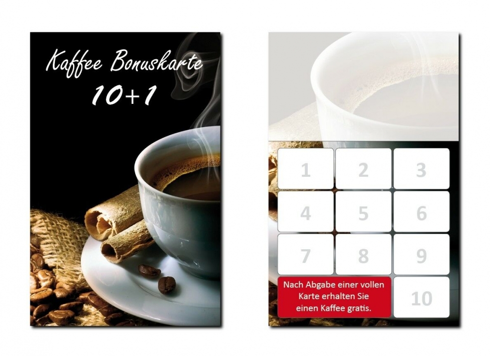 Kaffee Bonuskarten Treuekarten Rabattkarten kaffeepass Bonuskarte 