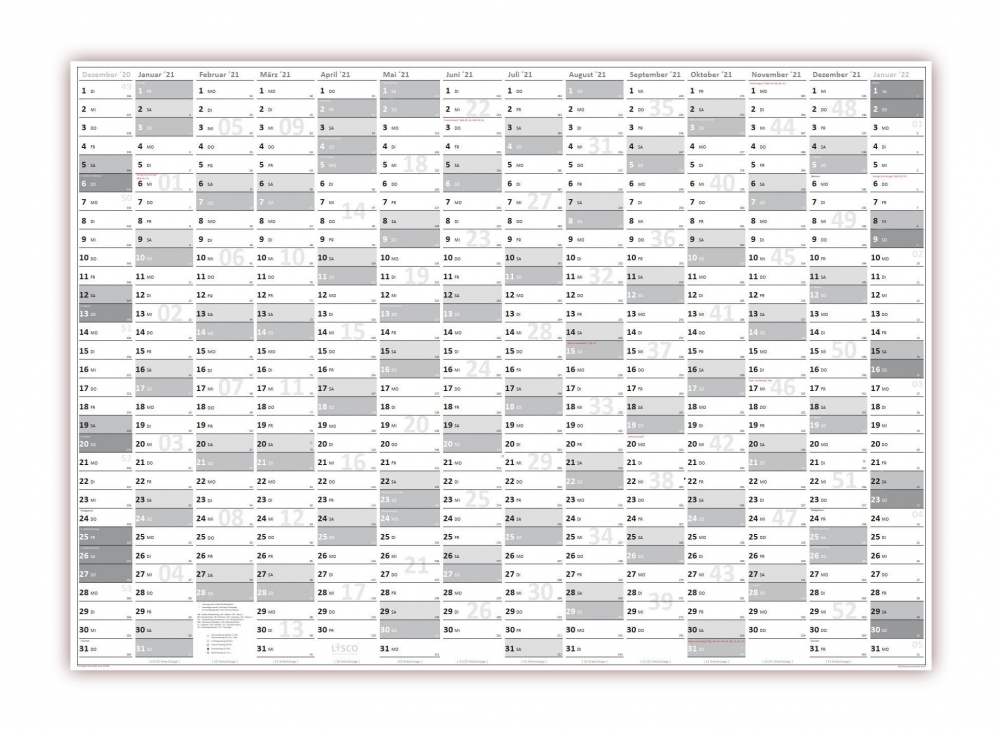 kalender 2021 din a0