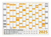 Wandkalender DIN A1 2025 Orange - gerollt