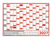 Wandkalender DIN A1 2027 Rot - gerollt