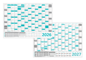 Wandkalender DIN A1 2026 + 2027 T�rkis - gerollt