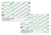 Green Wandkalender DIN A1 2026 + 2027 - gerollt
