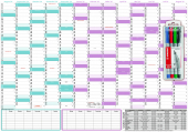 XXL Schuljahreskalender DIN B1 2024/25 glnzend, abwischbar inkl. Stifteset